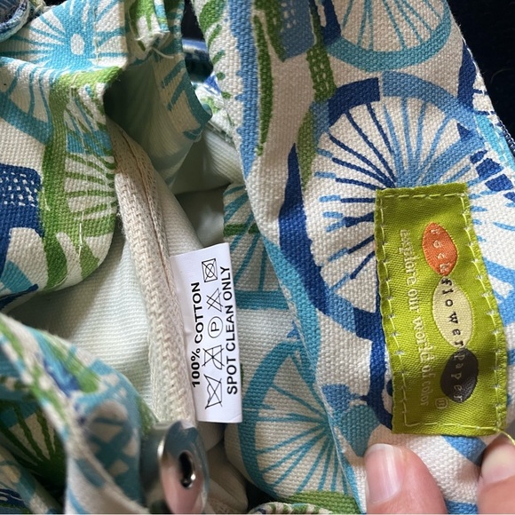 Rock flower paper Bicycle Hobo Crossbody Bag Cotton Canvas 13”x10”x5” Medium - Picture 8 of 12